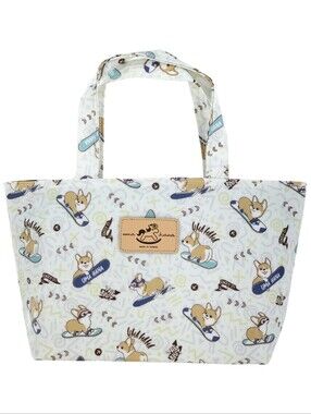 Waterproof Corgi Snowboard Small Tote Handbag Purse